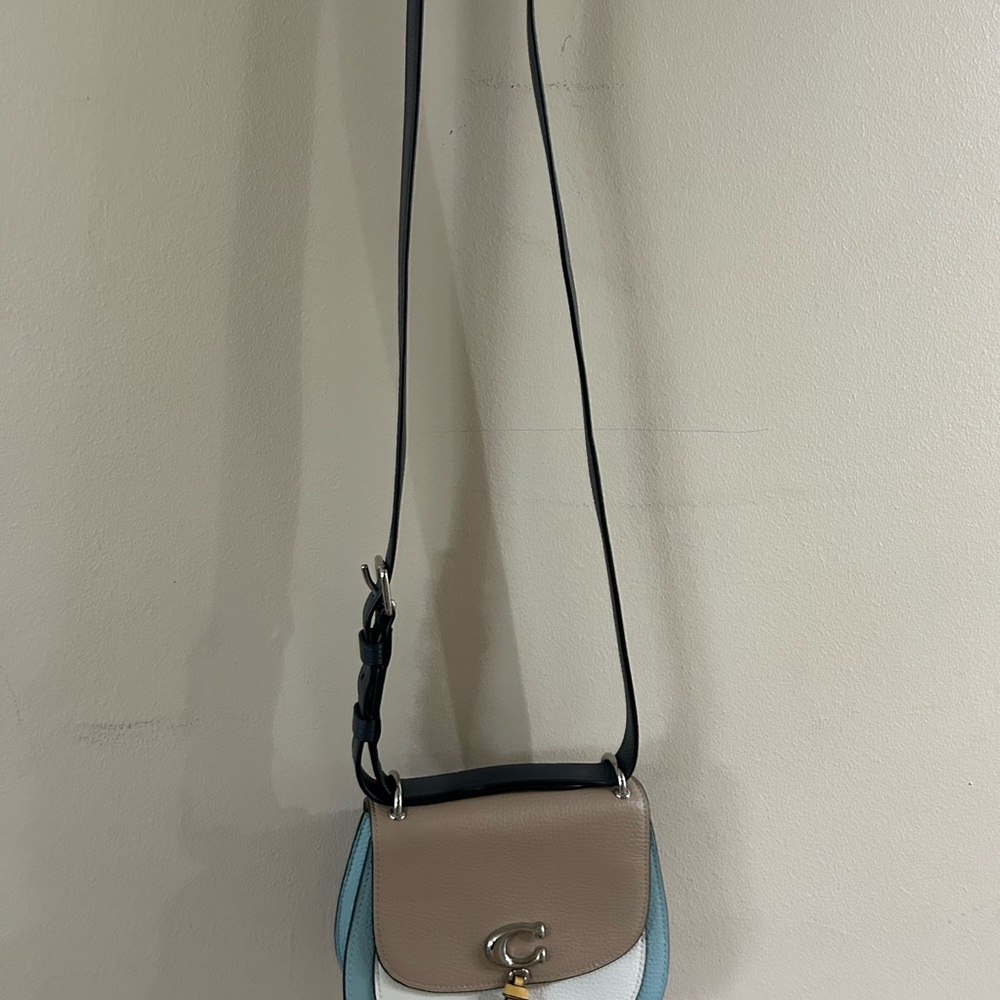 Coach Beige and Light Blue Crossbody Bag